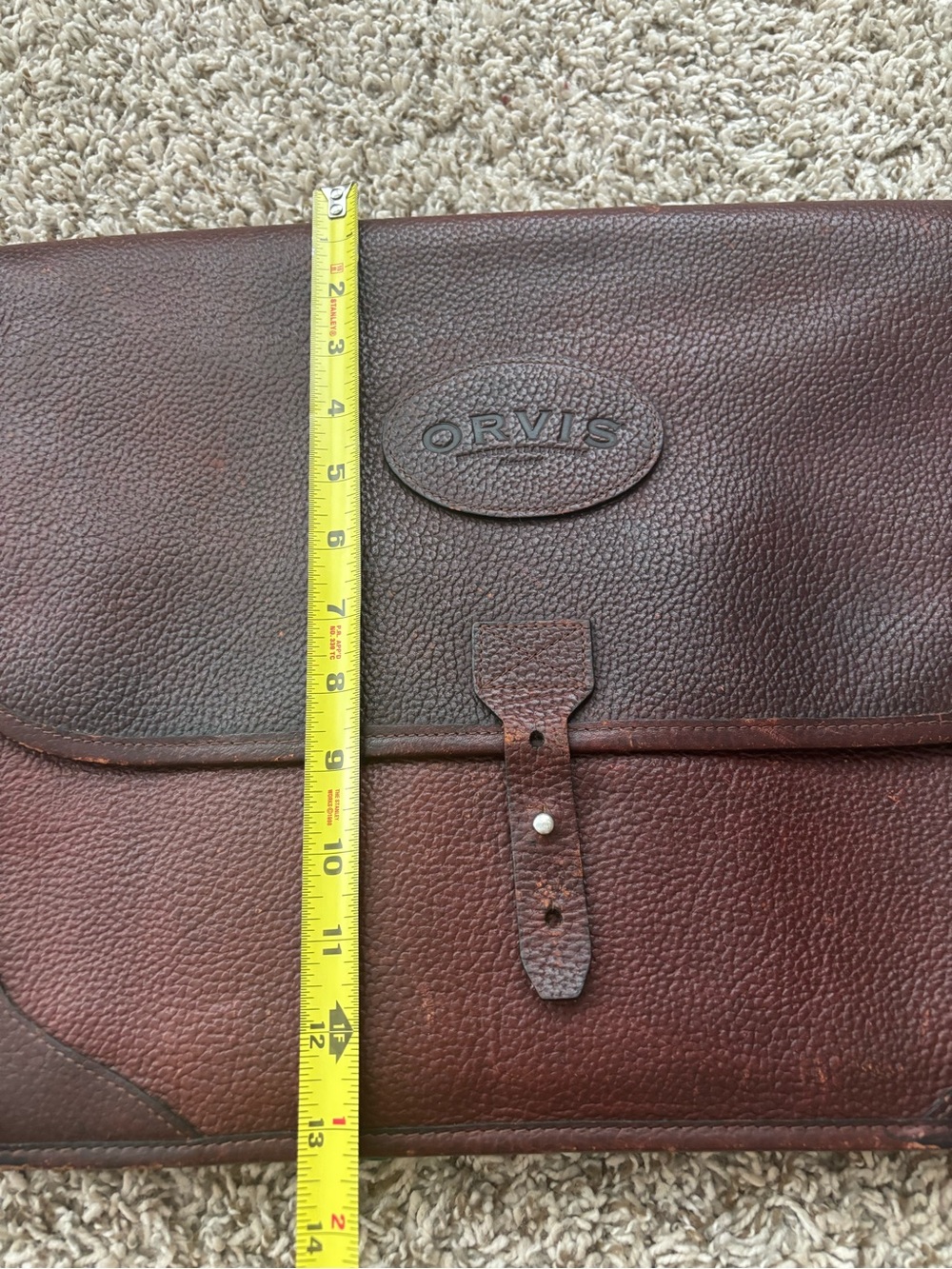 Vintage Orvis Deep Chestnut Pebbled bullhide Leather Briefcase